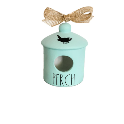 Mini Ceramic Decor birdhouse Perch Bird Ceramic House