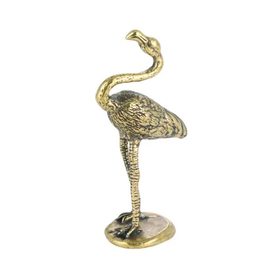 Hot New Brass Flamingo Ornaments Antique Old Brass Decorative Crafts.