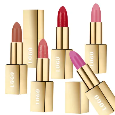 Cosmetics Vendor Wholesale Moisturizing Lipstick Private Label High Pigmented Dark Brown Lip Stick Pearl Shimmer Lipstick