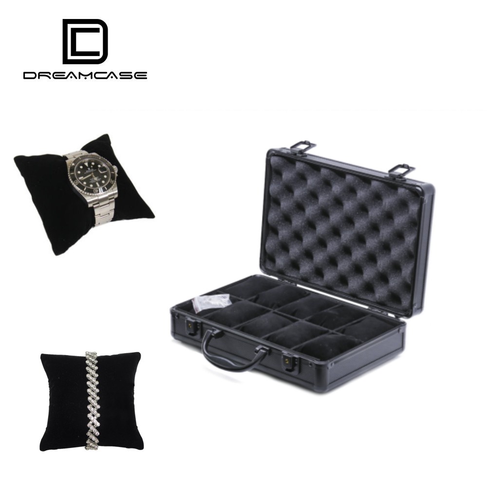 Aluminium Watch Boxes Cases Black Luxury Storage case With Cushion to Display