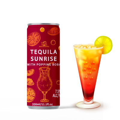 330ml Can Long Drinks Cocktail with Popping Boba Alcoholic Healthy Fresh Fizzy OEM ODM Beverage