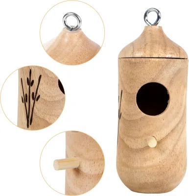 Wooden Hanging Bird's Nest Wooden House Outdoor Garden Courtyard Decoration Mini Bird House
