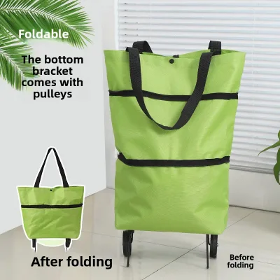 Wholesale Collapsible Grocery Trolley Bag 5 Colors Portable Folding Shopping Cart with Wheels Oxford Cloth Storage Bag Handheld