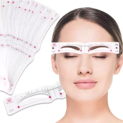 Microblading Accessories Wholesale High Quality 12pcs Different Shapes Eyebrow Ruler Template Plastic Eyebrow Tattoo Stencils