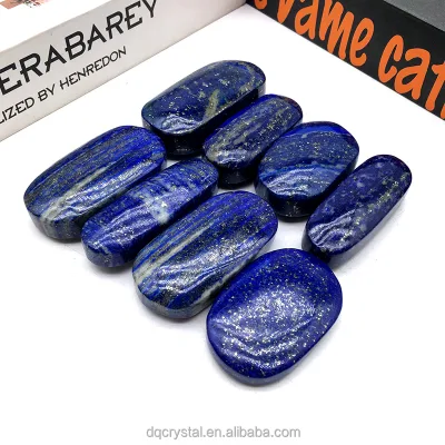 Wholesale Natural Crystal High Quality Blue Lapis Lazuli PalmStone Polished Lapis Pocket Plamstone Carved for Home Decoration