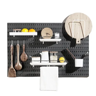 Black Pegboard Combination Wall Organizer Kit 6 Pieces Pegboard and Accessories Modular Hanging Wall Mount Display Pegboard