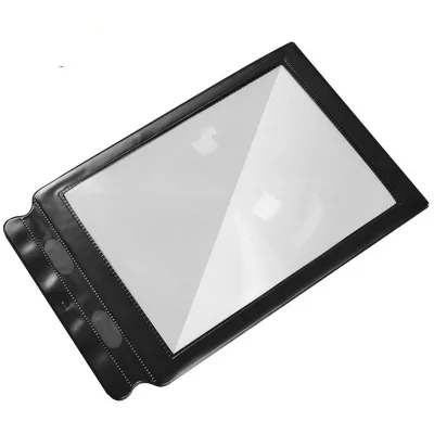 3X Handheld A4 Reading Magnifier with Black Border PVC Portable Ultra-Thin Magnifying Glass Full-Page Card-Style Magnifier