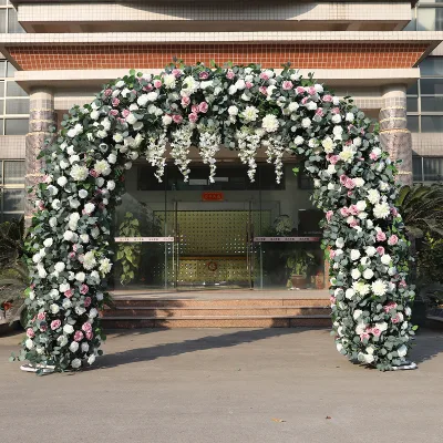 Silk Flower Arch Opening Wedding Ceremony Background Wall Decoration faux door arch with artificial flower