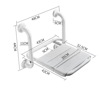 Wall Mounted Shower Stool with Dual Purpose Armrests&Wide Load Bearing Surface Non Slip Foldable Bath Seat Stainless Steel+ABS