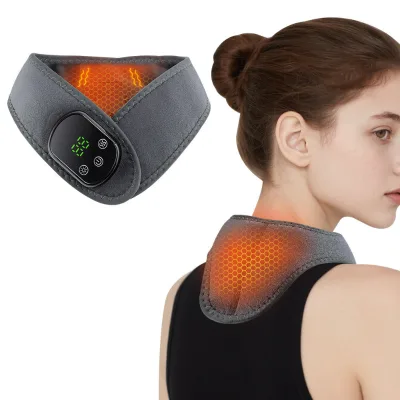 Cordless Electric Neck  Shoulder Massager Heated & Cervical Massage with Hot Compress Vibration Effective for Pain Relief