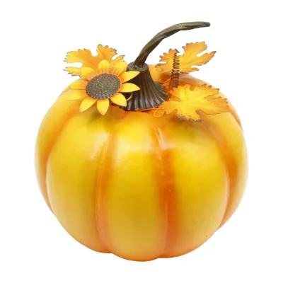 Factory Price Yellow Steel Pumpkin Holder Stand for Halloween Table Decoration Garden Ornaments