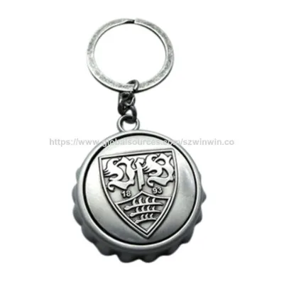 Metal keychain, made of zinc alloy, high quality, customized designs, bottle opener function