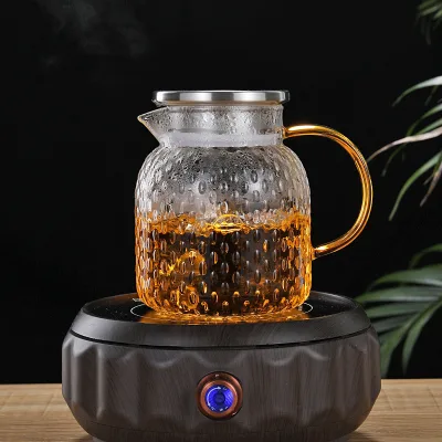 Heat Cold Resistant Hammered Borosilicate Coffee Tea Juice Lemonade Beer Beverage Carafe Jug Pitcher with Stainless Steel Lid