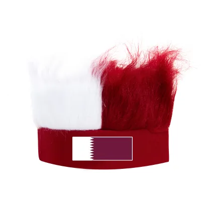Newest Sports Decoration Top 32 Countries Qatar France Football Fans Hats with Wig Headband Denmark Crazy Fans Wig Caps