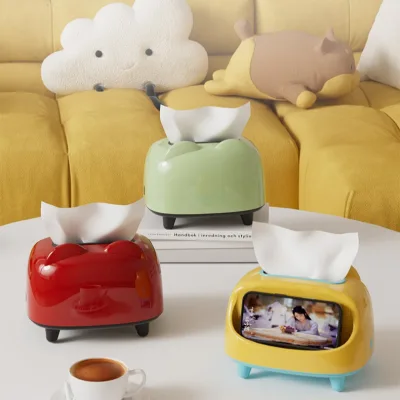 Plastic Desktop Tissue Box High-Aesthetic Simple Solid Color Cute Multi-Purpose Portable Household Tissue Dispenser