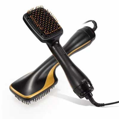 3-in-1 Electric Styler Hair Dryer Professional Hair Straightener Curler Hot Air Brush-Portable Overheating Protection