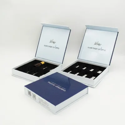 High-End Luxury EVA Foam Black Flip-Top Perfume Essential Oil Set Magnetic Closure Carton Packaging Box for Skin Paper Boxes