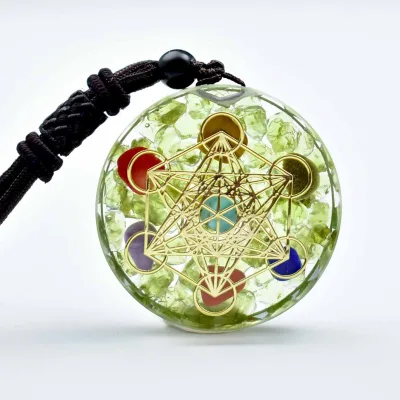 Handmade 7 Chakra Orgonite Resin Pendant Necklace Crystal Chip Natural Stone Reiki Healing Jewelry