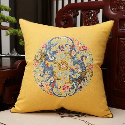 Anti-Slip Chair Seat Pad Cotton Linen Fabric PP Cotton Filled for Round Chair Tea Chair Dining Chair