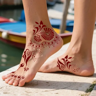 Factory Reusable Henna Tattoo Stencils for Beach Party & Resort Event, Intricate Floral Template