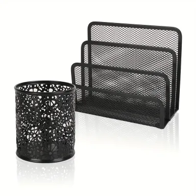 Eagle TY972B Desktop Organizer Set Desktop Pen Holder Letter Organizer Metal Grid File Organizer for Desktop