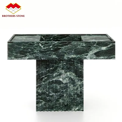 Brothers Stone Natural Verder Alpi Green Marble Bathroom Sink Hotel Home Freestanding Marble Washbasin Pedestal Sink