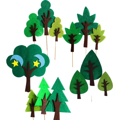 Baking Cake Decoration Forest Tree Three-dimensional Felt Cloth Fruit Tree Cake Card and Flag Christmas Plug-in