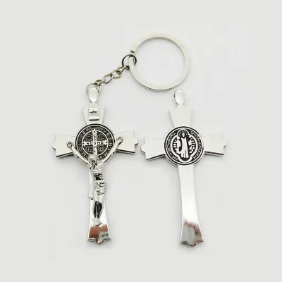 Manufacture Good Quality Metal Religious Cross Keychain Jesus Keyring Bag Charm