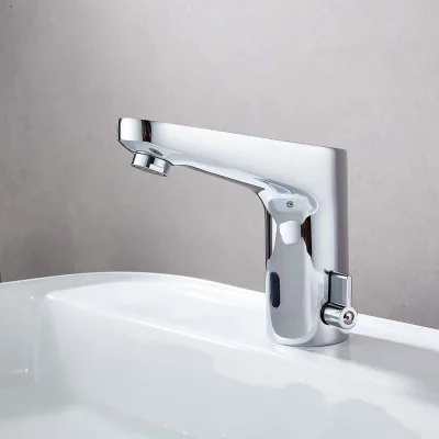 Basin Electronic Automatic Sensor Touchless Bathroom Sink Faucet, Motion Activated Hands-Free Vessel Automatic Water Stop Faucet