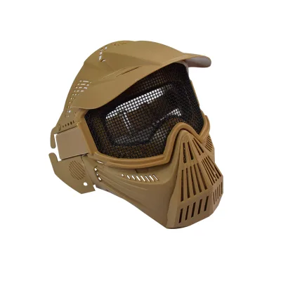 CS Game Helmet Face Protector Khaki Color Paintball Protector Full Face Protector Archery Tag