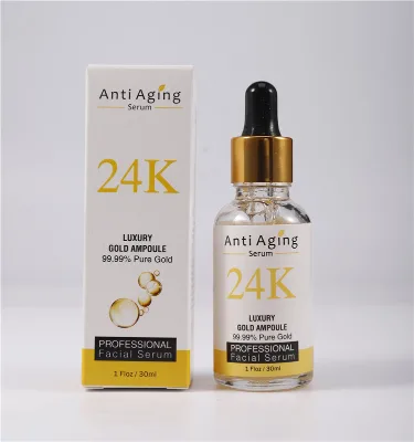 OEM 24k Gold Face Serum 30ml Hyaluronic Acid Vitamin C Serum Anti Aging Anti Wrinkle Firming Serum