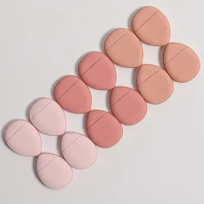 Factory Price 12 Pcs Mini Cosmetic Puff Finger Puff Professional Dry&Wet Wholesale Makeup Sponge Puff