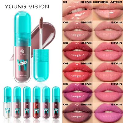YOUNG VISION Liquid 6-Color Avocado-Infused Hydrating Lip Gloss Lightweight Non-Sticky Ice-Cool Lip Tint