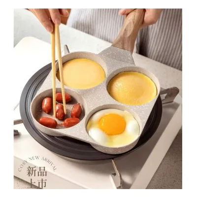 4-Hole Frying Pot Pan Thickened Omelet Pan Non-stick Pancake Steak Cooking Egg Ham Pans Breakfast Maker Cookware