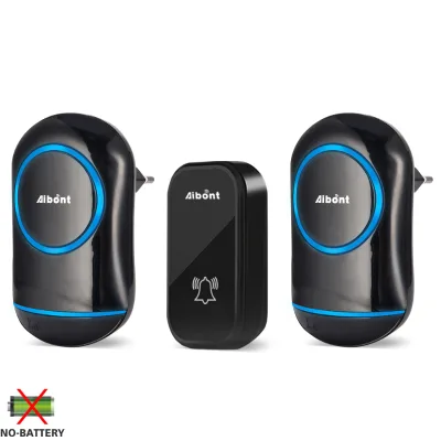 T188188-BB Customized 38 Ring Tone Timbre Vibrating Wireless Doorbell for Apartment Plug & Battery Powered Easy Installation
