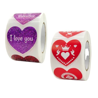 Love Valentine's Day Sticker Heart-shaped Sealing Sticker Gift Decoration Sticker 500/roll