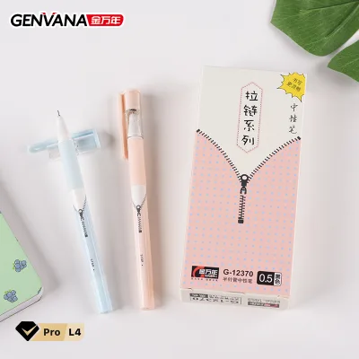 Genvana Cute Stationery Wholesale Customizable Design Patterns Fast Drying 0.5mm Semi-needle Tip Gel Pens Blue Office School Use