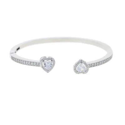 European American Style Women's Fine Circle Double Love Open Bracelet Zircon Fashion Personalized Hip Hop Bangles