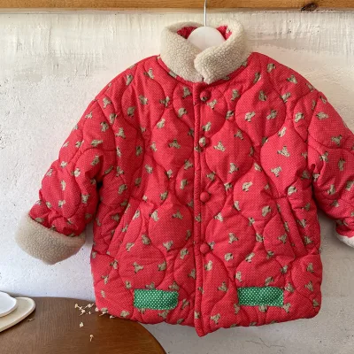 2025 New Fashion Girl Cotton Jacket Thick Warm Kids Christmas Red Outwear Winter Clothes Children Jacket for Kids Boys Coat