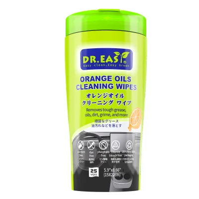 Multifunctional Gentle and Effective 4-in-1 Wipes Orange Fragrance Type Car Leather Cleaning Wipes Without Damaging Leather