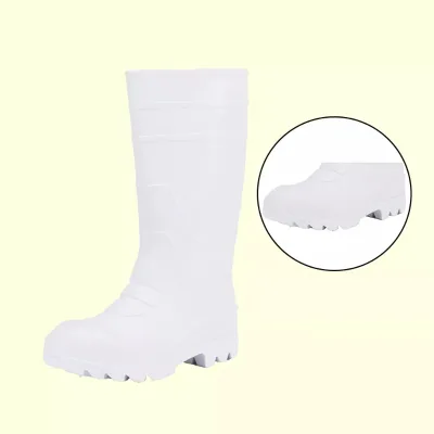 Men's Food Industrial Boots Cheap Fishing Wholesale Waterproof Wellington Rain Gumboots High PVC Cotton Fabric White Unisex