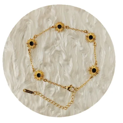 Stainless Steel Clover Double-sided Oil Dripping Five Flower Sunflower Bracelet Versatile Bracelet