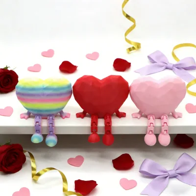Easter Egg 3D Printed Rabbit Egg Ornament, Valentine's Day Hinge Heart Model Toy