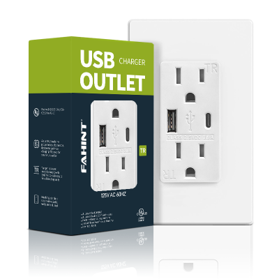 Hot Selling Ul Cul Listed 15a 125v Outlet with 5v 3.6a Usb a C Ports Tamper Resistant Wall Usb Charger Receptacle for Old Wiring