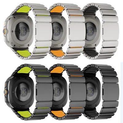 Stainless Steel & Silicone Hybrid Band for Samsung Watch 8 Classic Ultra 22mm Comfort Sport Stainless Steel Watch Band
