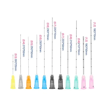 Disposable fine micro cannula set blunt needle tip micro needle cannula