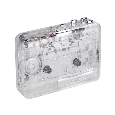OEM Wholesale Portable Vintage Style Clear Tape MP3 Converter Cassette Player Walkman with Glitter