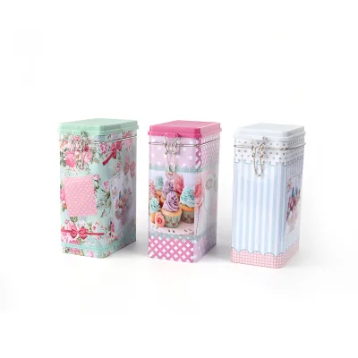Wholesale Custom Tinplate Biscuit Storage Container Rectangular Food Packaging Metal Box Airtight CookieTin Can Lid-flip Tin Box