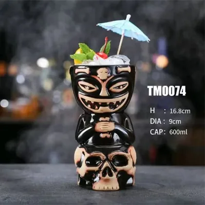 Hawaiian 3D Vintage Style Ceramic Tiki Mug Cocktail Cup Custom Available Multi Designs for Tiki Bar Home Luau Party Rum Drinks