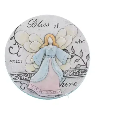 Garden Angel Cement Stepping Stone Plaque " Bless All who Enter Here"